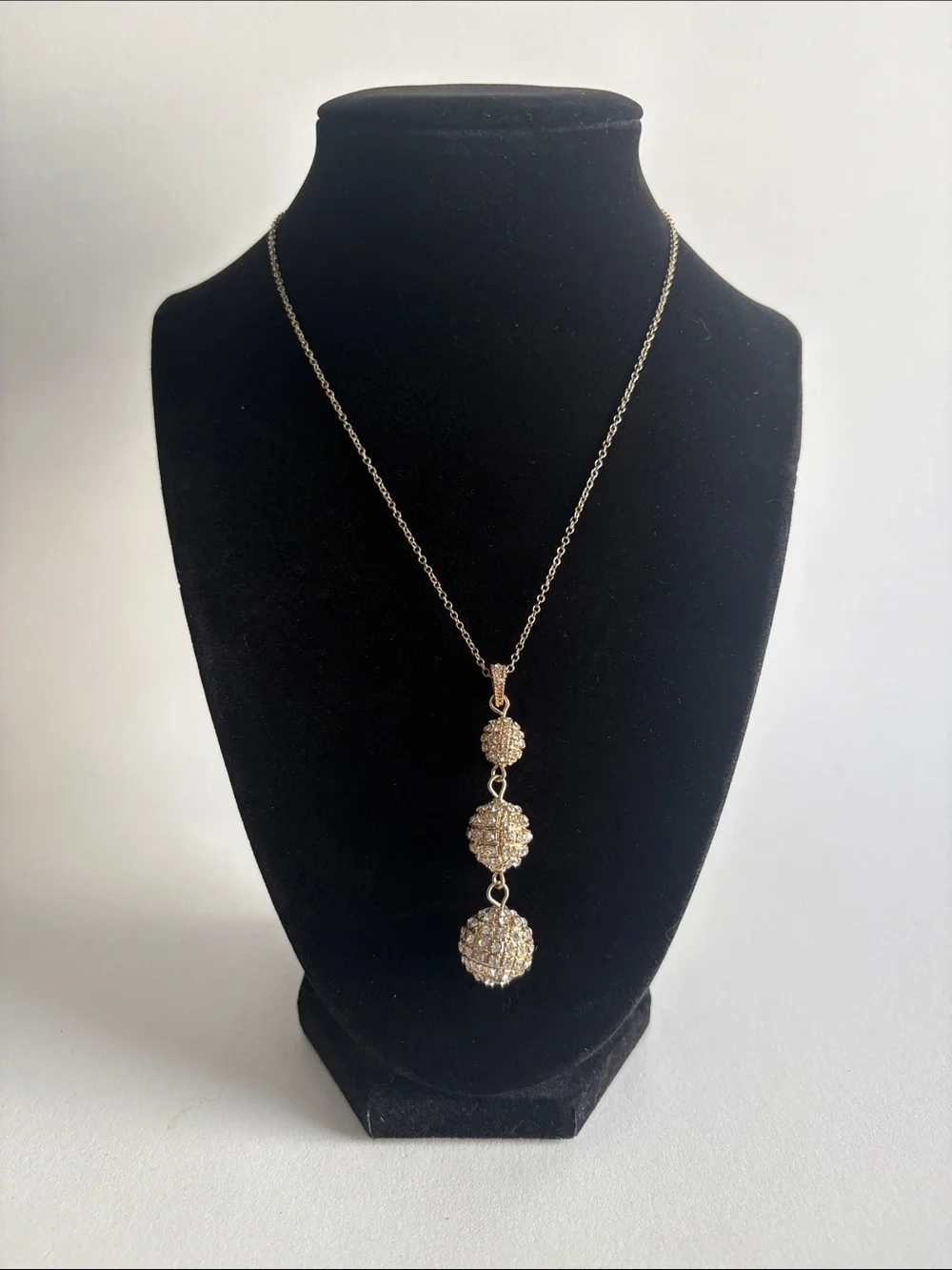 Banana Republic Gold Pave Crystal Triple Drop Necklace